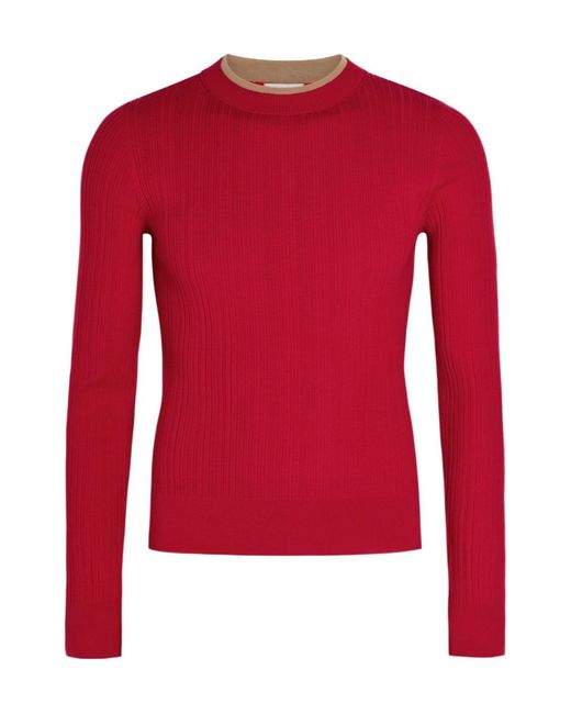 Dries Van Noten Layered Neckline Ribbed Wool Knit Sweater for men