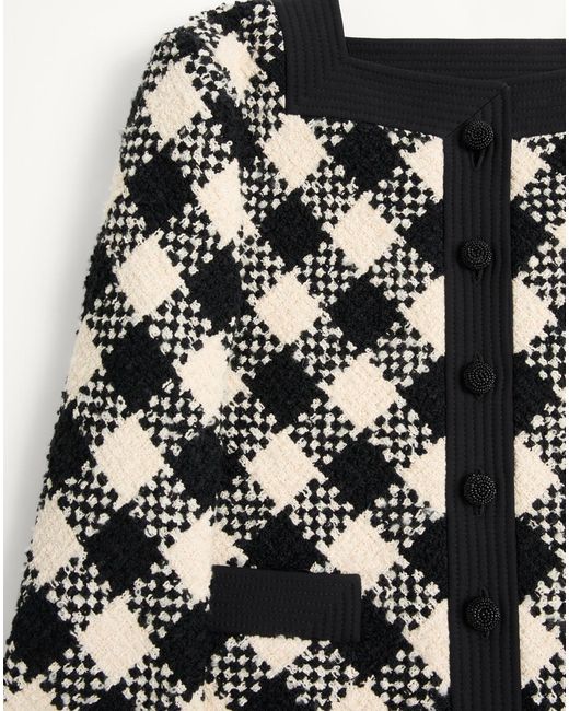Valentino Black Damier Button-Up Tweed Jacket