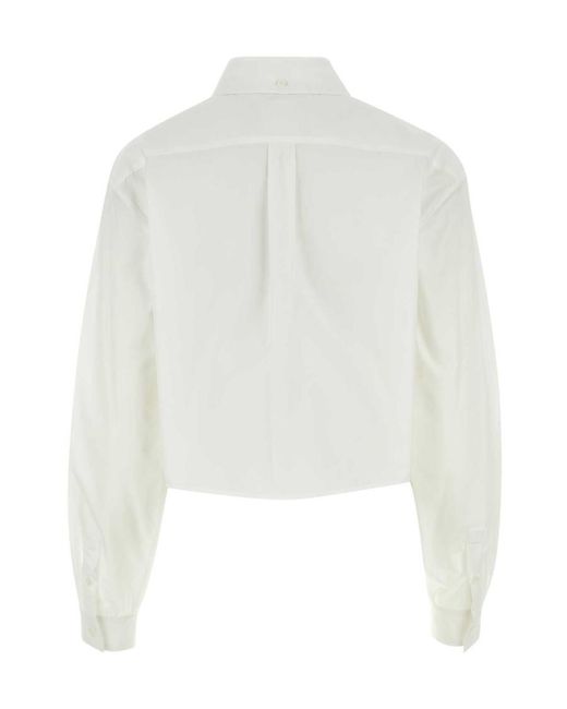 Givenchy White Logo Plaque Cropped Shirt
