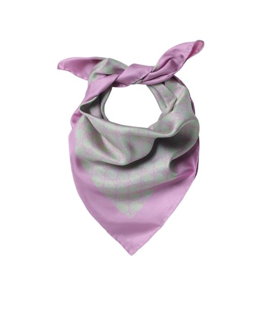 Gucci Pink Gg Silk Twill Bandana