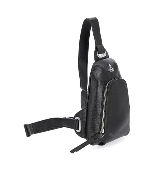 Vivienne Westwood Black Orb Detail Zipped Sling Bag