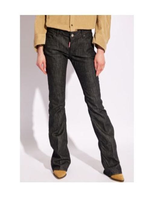 DSquared² Black Logo-Patch Flared Jeans