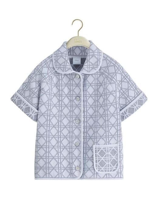 Dior Blue Macrocannage Short-Sleeved Jacket
