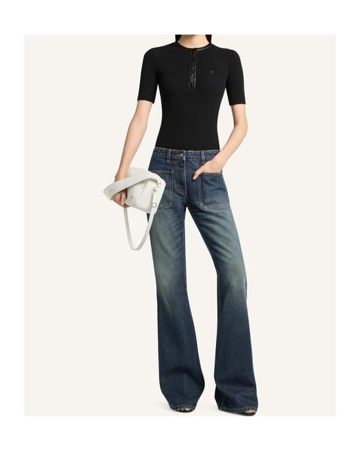 Courreges Black Courrèges Vinyl And Knit Polo Shirt