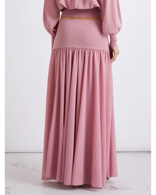 Marella Pink Pleated Midi Skirt