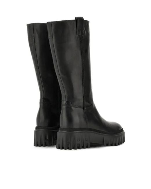 Hogan Black Lug-Sole Side Zipped Boots