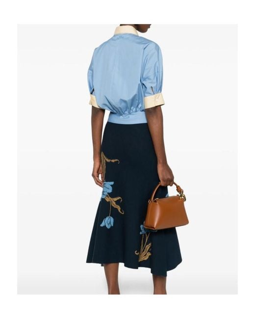 Marni Blue Collared Panelled Top