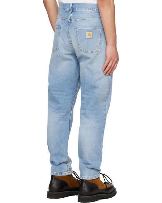 Carhartt Blue Newel Logo-Patch Straight-Leg Jeans for men