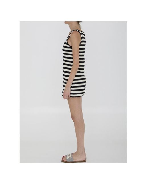 Céline White Triomphe Striped Mini Dress