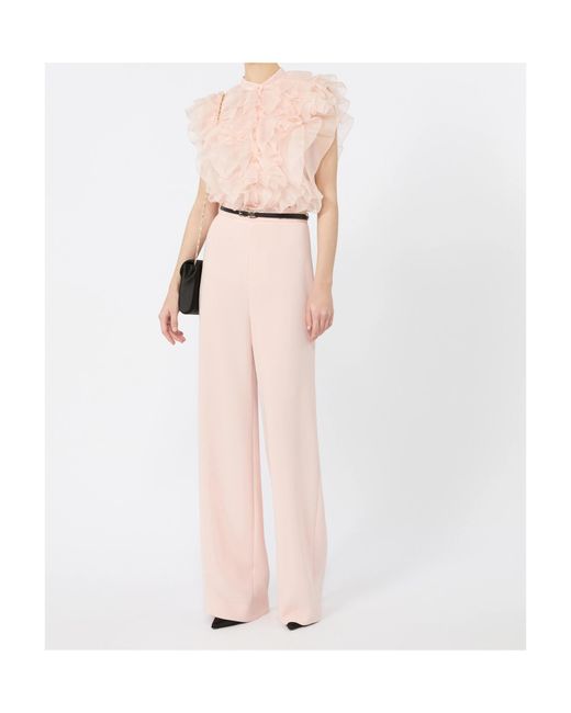 Max Mara Pink Silk Ruffled Blouse