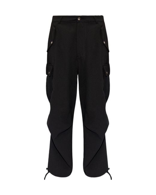 Rhude Black Textured-Finish Straight-Leg Cargo Pants for men