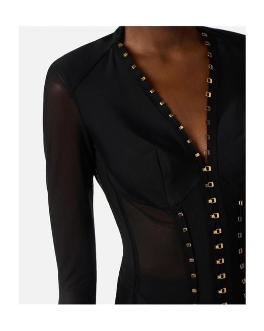Elisabetta Franchi Black Sheer Panel Bustier Jacket