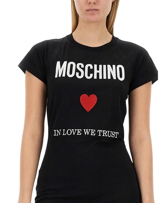 Moschino Black Logo Logo T-Shirt Dress