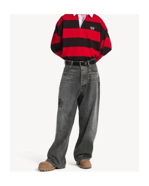 Balenciaga Gray Tattoo Baggy Pants for men