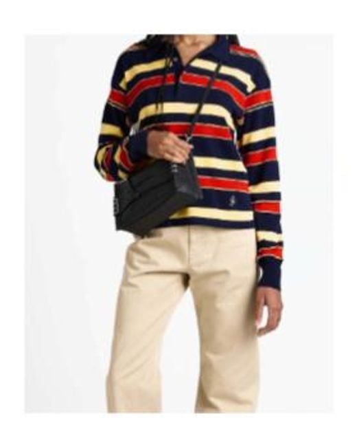 J.W. Anderson Blue Jw Anderson Knitted Striped Polo Top