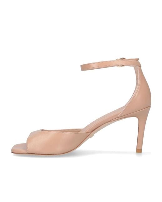 Stuart Weitzman Pink Square-Toe Sandals