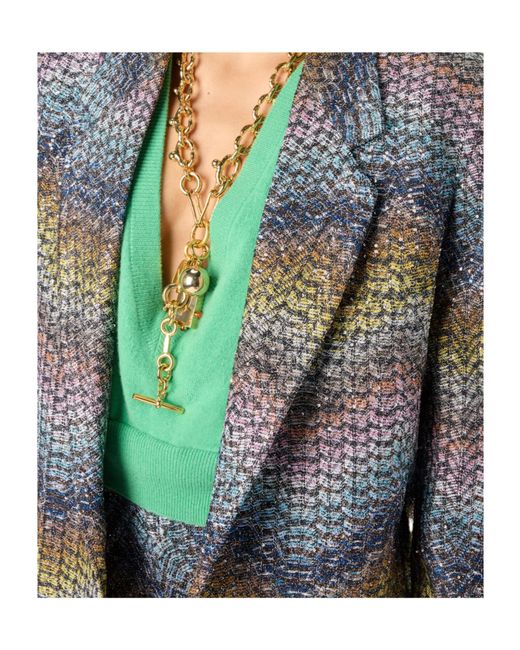 Missoni Gray Sequined Zigzag Single-Breasted Blazer