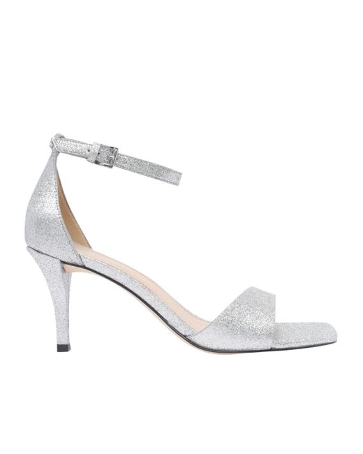 Michael Kors White Michael Glitter Buckle-Fastened Sandals