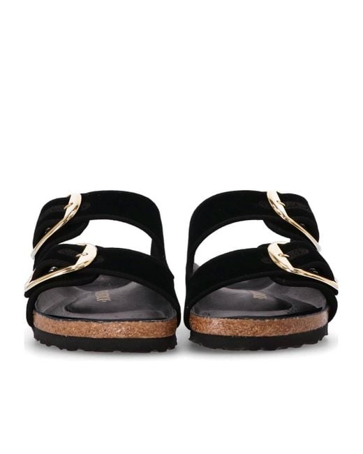 Birkenstock Black Double Buckle Slip-On Velvet Sandals