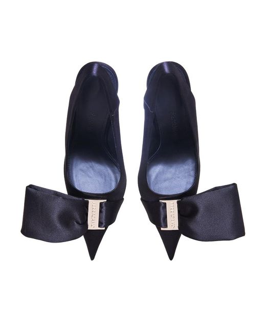 Ferragamo Blue Pointed-Toe Slingback Pumps