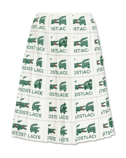 Lacoste Green Embroidered Pleated Skirt