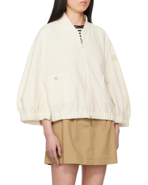 Moncler White 2-In-1 Bouclé Zip-Up Cardigan