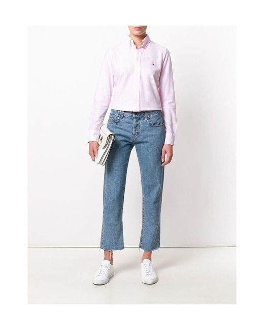 Polo Ralph Lauren Pink Long-Sleeved Pinstriped Shirt