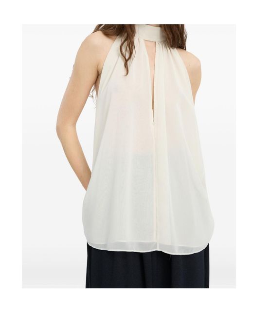 ROTATE BIRGER CHRISTENSEN White Halterneck Bow Top