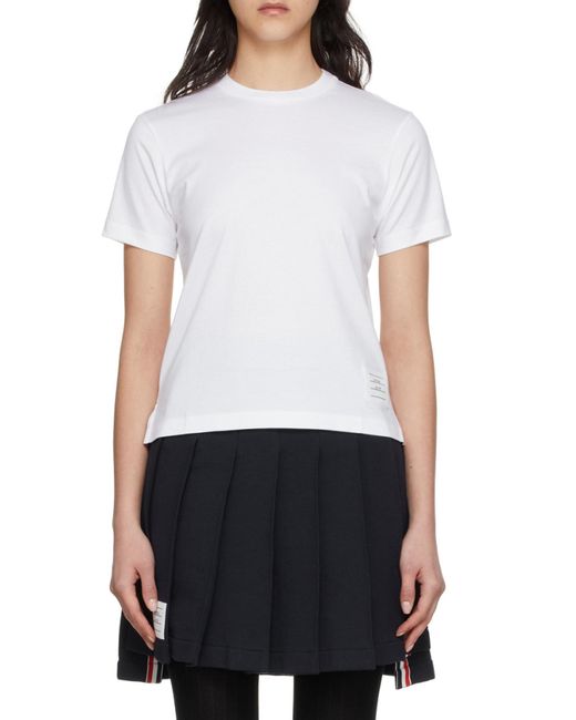 Thom Browne White Logo Patch Crewneck T-Shirt