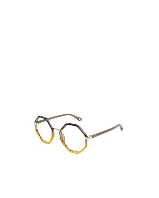 Chloé White Chloé Eyewear Hexagonal-Frame Glasses