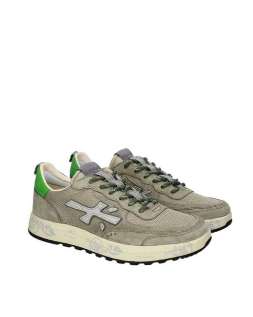 Premiata Green Round-Toe Sneakers for men