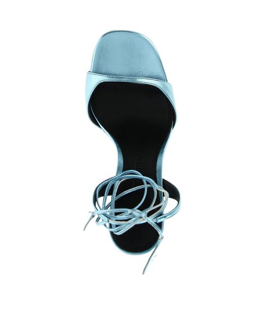 The Attico Blue Ora Laminated Square Toe Sandals