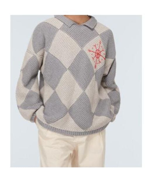 Adish Gray Embroidered Cotton Sweater for men