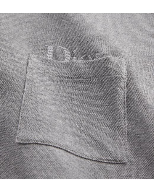 Dior Gray Homme Tonal Embroidery Polo Shirt for men