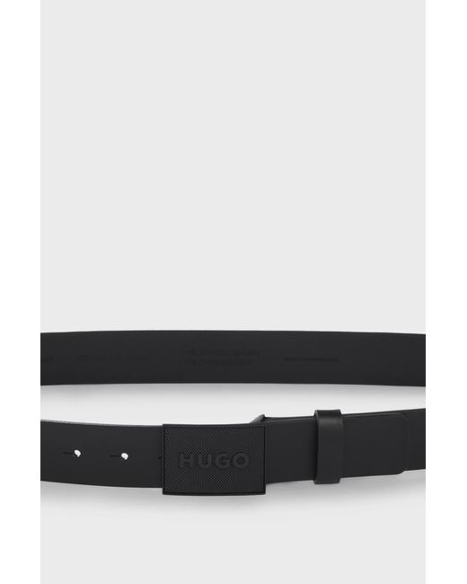 Boss Black Belt With Plaque Buckle for men