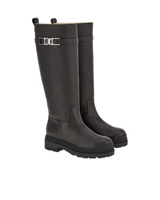 Ferragamo Black Ferragamo Vara-Chain Knee-Length Boots