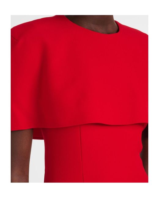 Roland Mouret Red Caped Midi Dress
