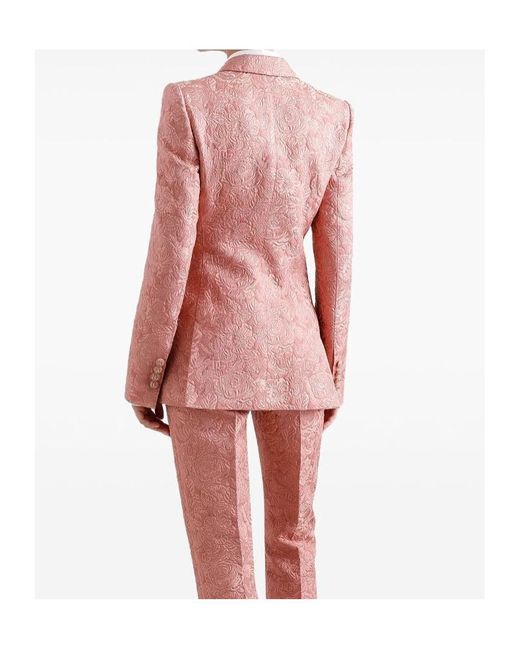 Dolce & Gabbana Pink Floral Quilted Jacquard Turlington Jacket