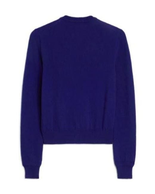 Jil Sander Blue Lightweight Wool Crew-Neck Cardigan