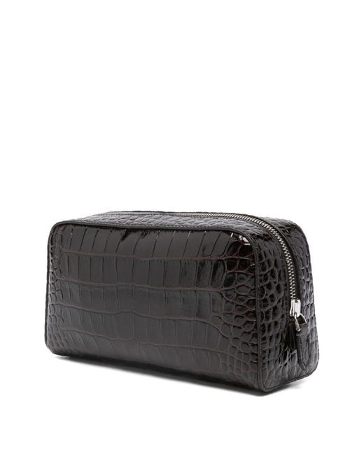 Tom Ford Black Embossed Zipped Wash Bag for men