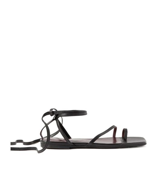 Staud White Nicola Lace-Up Leather Sandals