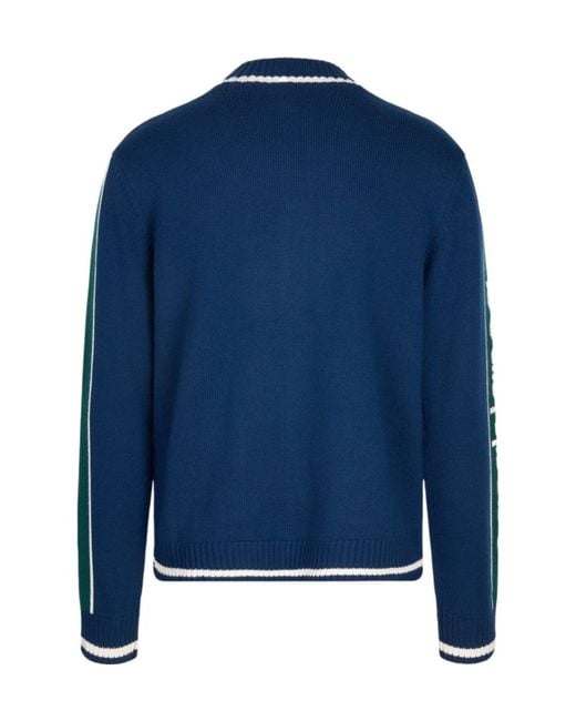 Casablanca Blue Long-Sleeve Zip-Up Cardigan for men