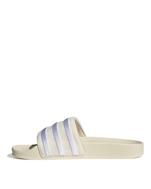 Adidas Originals White Striped Slippers