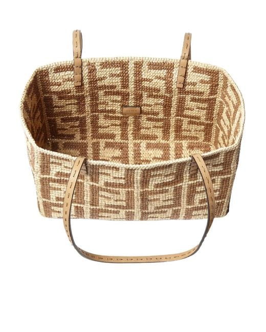Fendi Metallic Small Roll Ff Crochet Drawstring Bucket Bag
