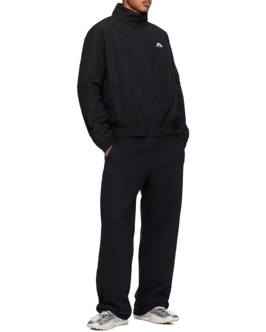 MARINE SERRE Black Logo Embroidered Sport Track Jacket for men