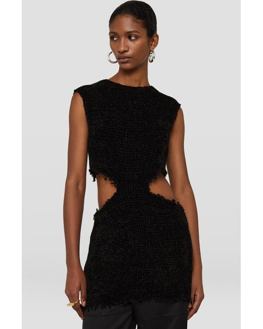 Jil Sander Black Cut-Out Detailed Sleeveless Dress