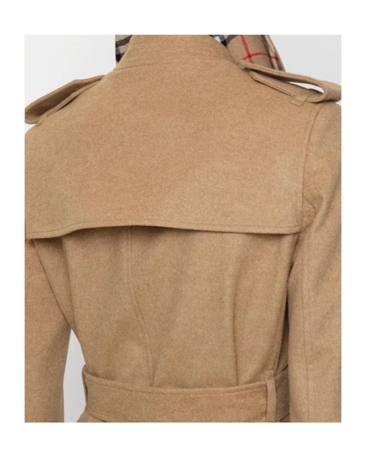 Burberry Natural Collared Buckled Button-Up Trench Coat