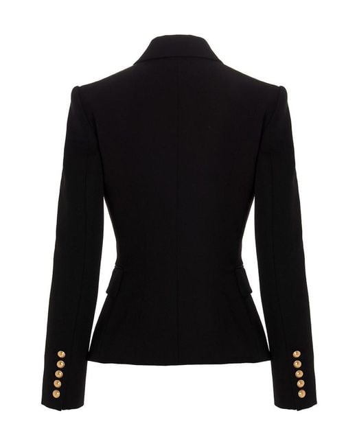 Balmain Black Double-Breasted Tailored Blazer