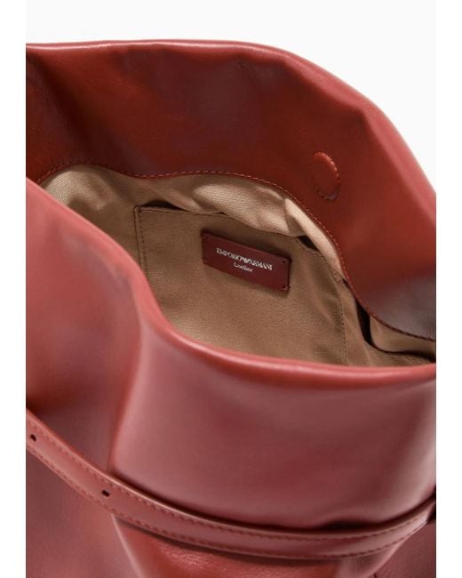 Emporio Armani Red Buckle-Detail Tote Bag