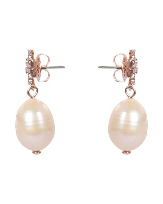 Tory Burch White Kira Dropped Earrings
